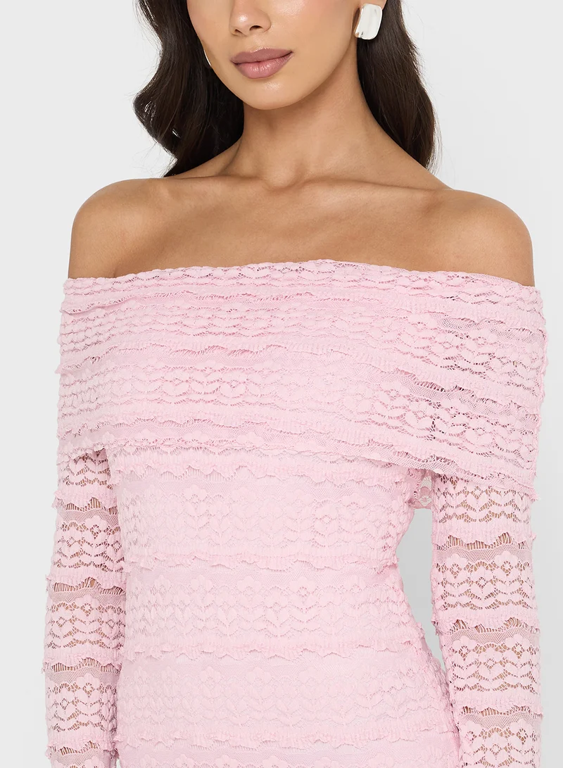 ELLA Off Shoulder Textured Dress