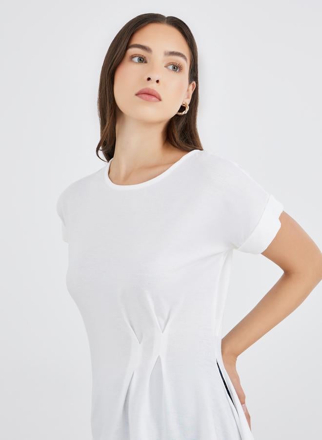 Take Two Solid Side Pleated Detail Regular Fit T-Shirt - Image 3