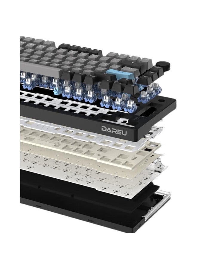 Daryo Dareu Ek75 Series 75% Layout Wired/Wireless/Bluetooth Tri-Mode Customizable Mechanical Keyboard, Gasket Mount Structure, Ash Gray - Mengyu Hifi Switch - Image 1