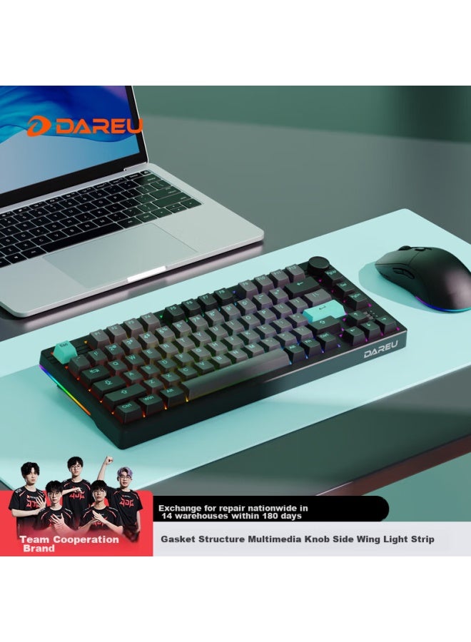 Daryo Dareu Ek75 Series 75% Layout Wired/wireless/bluetooth Tri-mode Customizable Mechanical Keyboard, Gasket Mount Structure, Ash Gray - Mengyu Hifi Switch - Image 1
