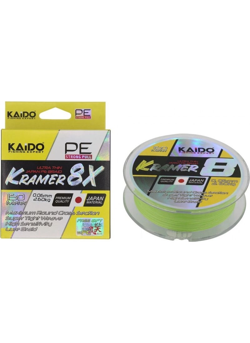 KAIDO Kramer Japan 8x 250 mt Green Rope Fishing Line 0,18 mm  - Image 2