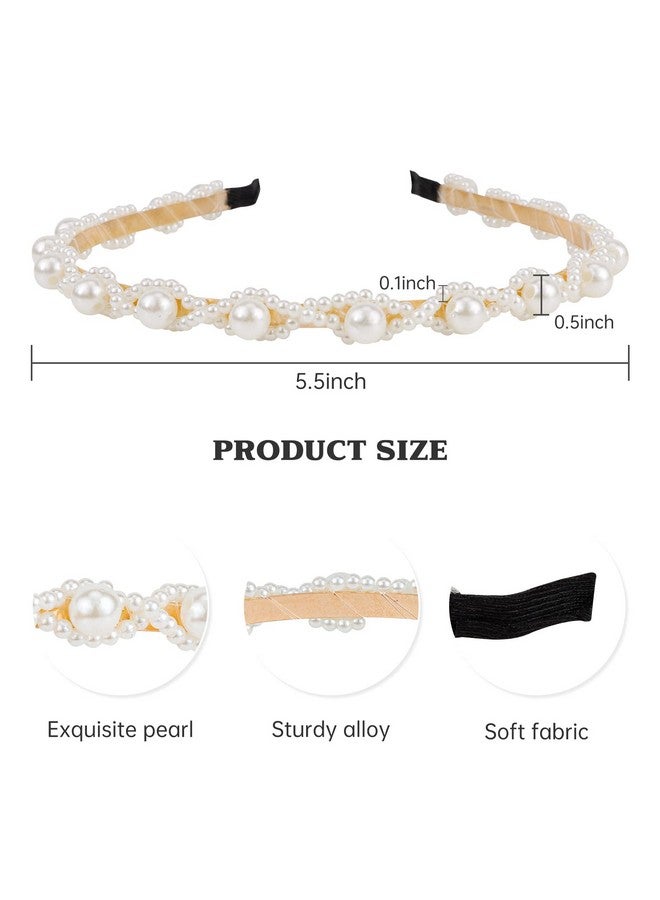 ACO-UINT Couint 4 Pack Pearl Headbands For Women White Faux Pearl Hairbands Bridal Hair Hoop Cute Headbands With Pearl For Girls Party Wedding Hair Accessories For Women Flower Girl - Image 3