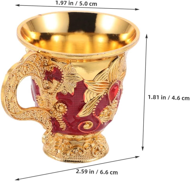 2pcs Vintage Embossed Chalice Goblet Zinc Alloy Wine Cup Retro Bar Banquet Drinkware for Home Office Party Decorations - Image 2