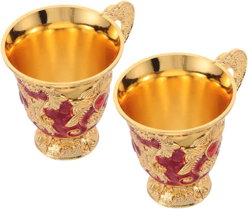 2pcs Vintage Embossed Chalice Goblet Zinc Alloy Wine Cup Retro Bar Banquet Drinkware for Home Office Party Decorations - Image 1