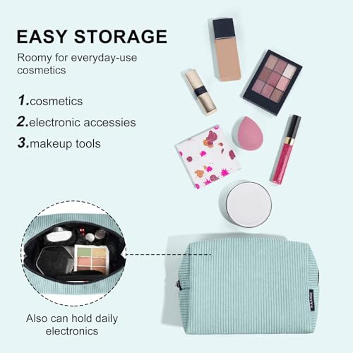 MAANGE Cosmetic Bags for Women Small Makeup Bag for Purse Corduroy Makeup Pouch Travel Makeup Bag with Metal Zipper Make Up Bag for Travelling - Image 5