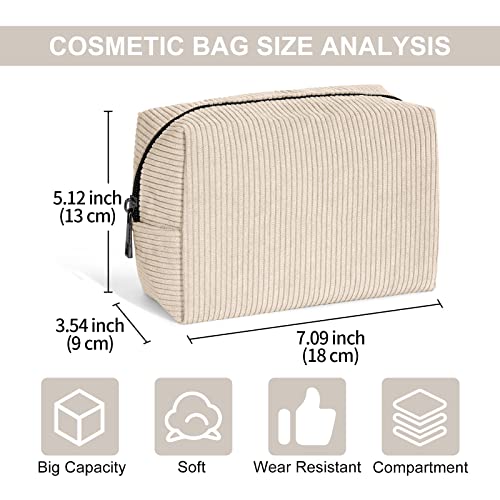 MAANGE Cosmetic Bags for Women Small Makeup Bag for Purse Corduroy Makeup Pouch Travel Makeup Bag with Metal Zipper Make Up Bag for Travelling - Image 2
