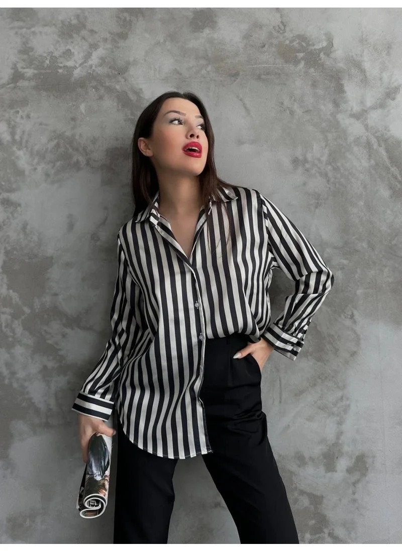 Ded Collection Women's Striped Satin Shirt