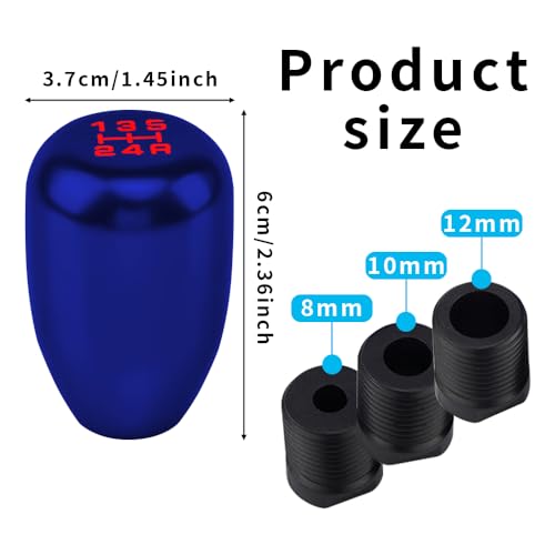 CHRYMUM Car Gear Shift Knobs Manual Gear Shift Knobs Replacement Universal Car Accessories Interior Stick Shift Knob Manual 5 Speed Universal Gear Stick Shift Knob for Car Truck SUV Blue - Image 3