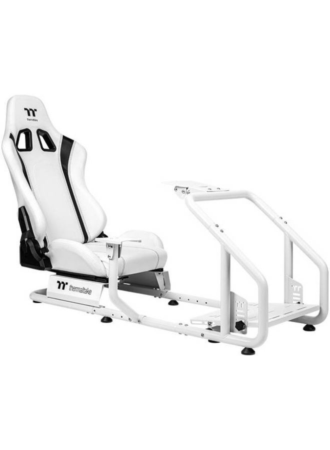 Thermaltake GR300 Racing Simulator Cockpit, Adjustable PVC Racing Seat, Reinforced Steel & Aluminum Frame, Up to 100 kg Load Capacity, Tiltable Steering Wheel & Pedal Mounts (Wheel + Pedal Tilt: +25° to -35°, 0°/15°/27°), Compatible with Logitech/Thrustmaster/Fanatec, Cable Management, White | GSC-R30-CPASWH-01 - Image 1