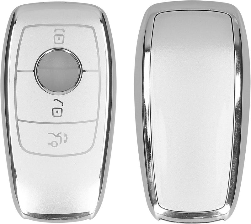 kwmobile Remote Case for Mercedes Benz Smart Key - TPU Buttons - Matte Silver - Image 1