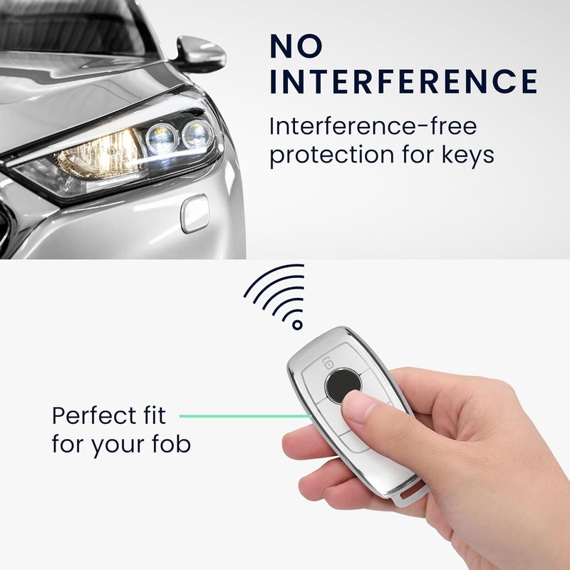 kwmobile Remote Case for Mercedes Benz Smart Key - TPU Buttons - Matte Silver - Image 3