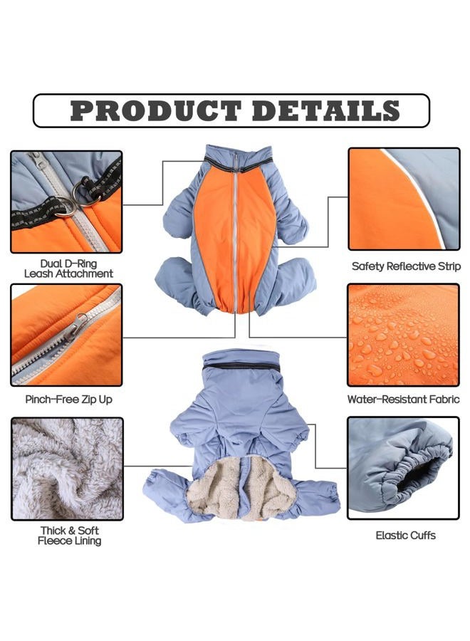 LOVINFURBABY Fullbody Thick Winter Coat for Dog, Reflective Windproof Fleece Lined Dog Snowsuit, Zip Up Waterproof Dog Jacket with Harness, HazeBlue,20 - Image 3
