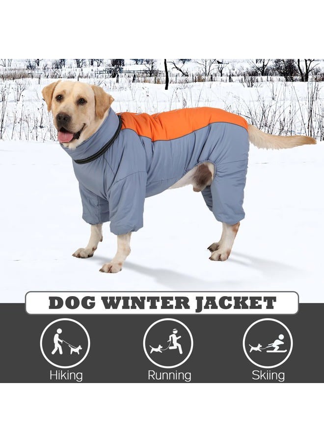 LOVINFURBABY Fullbody Thick Winter Coat for Dog, Reflective Windproof Fleece Lined Dog Snowsuit, Zip Up Waterproof Dog Jacket with Harness, HazeBlue,20 - Image 5