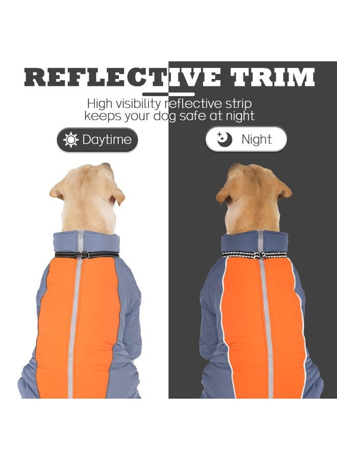 LOVINFURBABY Fullbody Thick Winter Coat for Dog, Reflective Windproof Fleece Lined Dog Snowsuit, Zip Up Waterproof Dog Jacket with Harness, HazeBlue,20 - Image 4