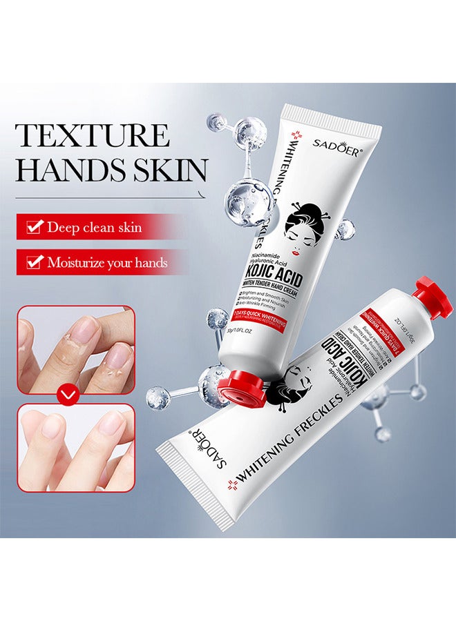 SADOER 3 PCS Kojic Acid Hand Cream, Kojic Acid Cream Sadoer, Whitening Freckles Kojic Acid Hand Cream, Sadoer Kojic Acid, Niacinamide Hyaluronic Acid Kojic Acid Whiten Tender Hand Cream - Image 3