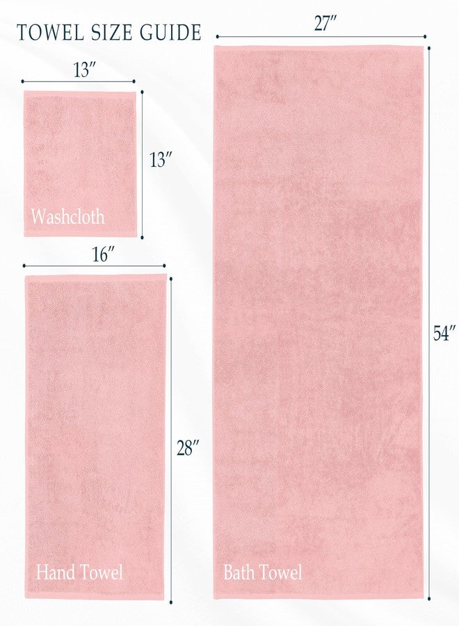 Mocassi Luxury 100% Turkish Cotton 6-Piece Towel Set - Ultra Soft, Quick Dry Highly Absorbent Premium Spa Hotel Quality Bath Towels, Includes 2 Bath Towels, 2 Hand Towels and 2 Washcloths, Dusty Rose - Image 3