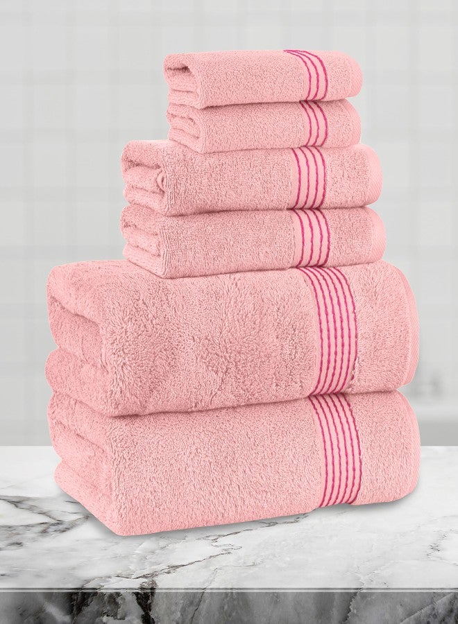 Mocassi Luxury 100% Turkish Cotton 6-Piece Towel Set - Ultra Soft, Quick Dry Highly Absorbent Premium Spa Hotel Quality Bath Towels, Includes 2 Bath Towels, 2 Hand Towels and 2 Washcloths, Dusty Rose - Image 2