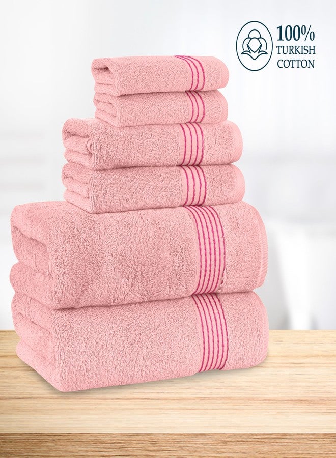 Mocassi Luxury 100% Turkish Cotton 6-Piece Towel Set - Ultra Soft, Quick Dry Highly Absorbent Premium Spa Hotel Quality Bath Towels, Includes 2 Bath Towels, 2 Hand Towels and 2 Washcloths, Dusty Rose - Image 4