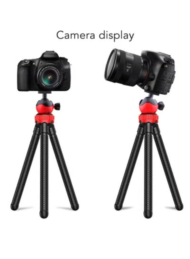 JAJEEK Camera Stand for Smartphones & Cameras | Multi-Angle Shooting Tripod with 360° Rotation | Flexible Mini Octopus Spider Tripod Stand | Portable & Lightweight Travel Vlogging Holder | Anti-Slip Rubber Feet | Black/Red | Universal Mount Compatible  - Image 1