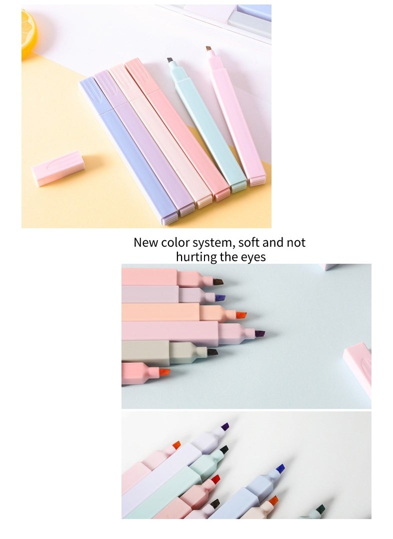 6 Pieces Highlighter Pen Set Creative Student Graffiti Highlighter Multicolor
