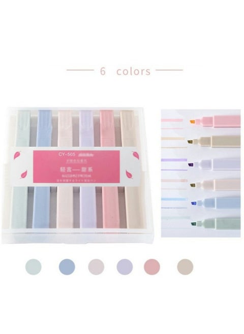 6 Pieces Highlighter Pen Set Creative Student Graffiti Highlighter Multicolor