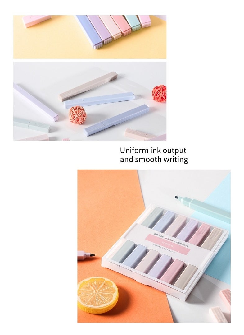 6 Pieces Highlighter Pen Set Creative Student Graffiti Highlighter Multicolor