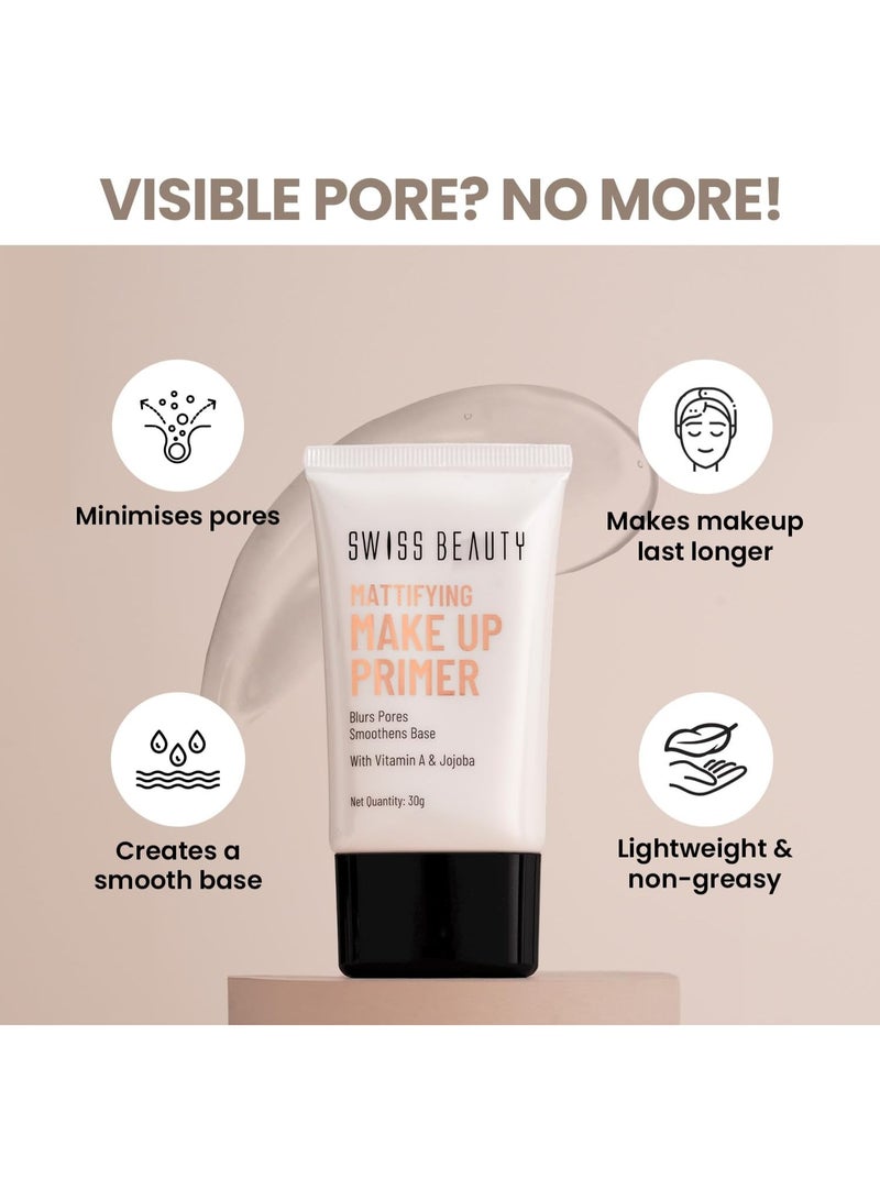 Swiss Beauty Mattifying Makeup Primer | Oil-Free Shine | Minimises Pores | Long-Lasting Base | All skin Types, 30gm - Image 3