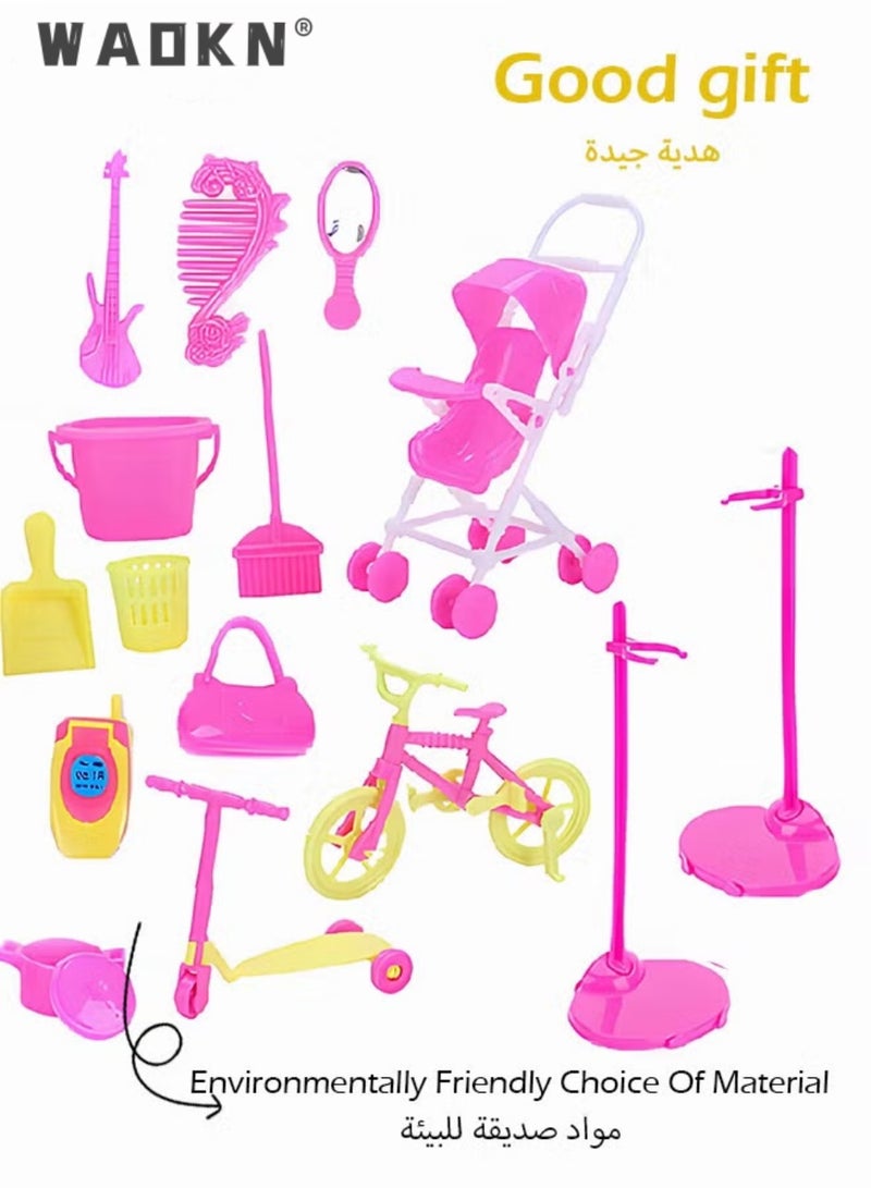 WAOKN 114 Pcs Doll Clothes and Accessories Set, Fashion Design Kit for 30cm Doll, Colorful Unique Doll Stuff, Fashion Doll Clothes Set, Easy to Put on and Take Off, Perfect Gifts for Girls(Excluding Dolls) - Image 3