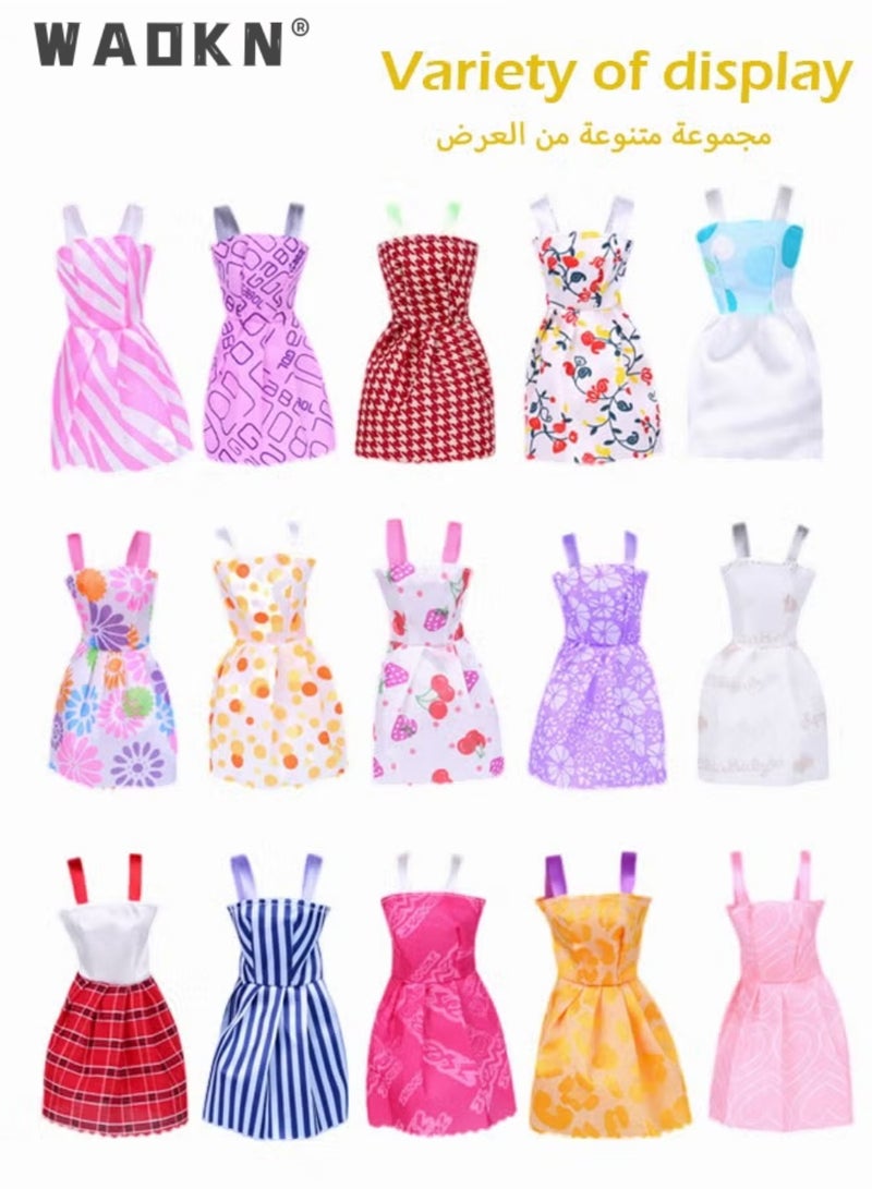 WAOKN 114 Pcs Doll Clothes and Accessories Set, Fashion Design Kit for 30cm Doll, Colorful Unique Doll Stuff, Fashion Doll Clothes Set, Easy to Put on and Take Off, Perfect Gifts for Girls(Excluding Dolls) - Image 2