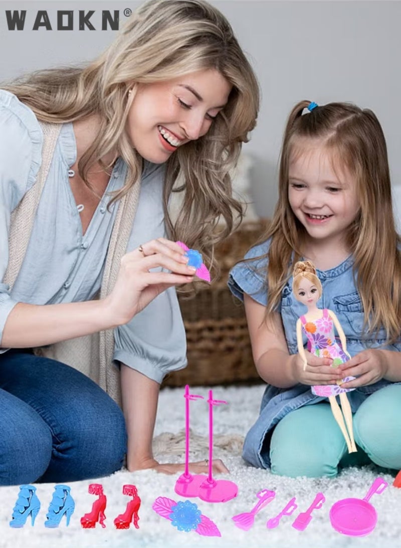 WAOKN 114 Pcs Doll Clothes and Accessories Set, Fashion Design Kit for 30cm Doll, Colorful Unique Doll Stuff, Fashion Doll Clothes Set, Easy to Put on and Take Off, Perfect Gifts for Girls(Excluding Dolls) - Image 5