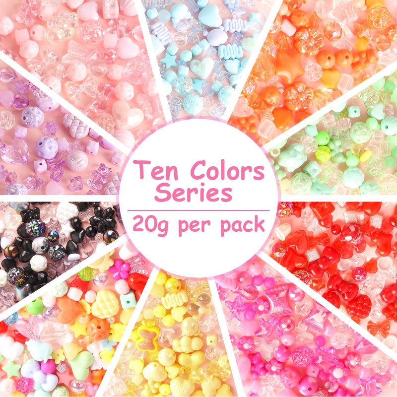RYKOMO 400-500PCS Acrylic Beads, Cute Assorted Kawaii Aesthetic Beads for Jewelry Making, DIY Bracelet Necklace, Phone Lanyard (10 Candy Colors) - Image 4
