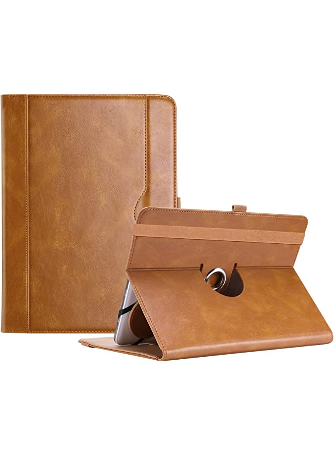 Procases 9"-10.1" Universal Tablet Case  Protective Cover Stand Folio Case for 9 10 10.1 Inch Android Touchscreen Tablet, with 360 Degree Rotatable Kickstand and Multiple Viewing Angles -Brown - Image 1