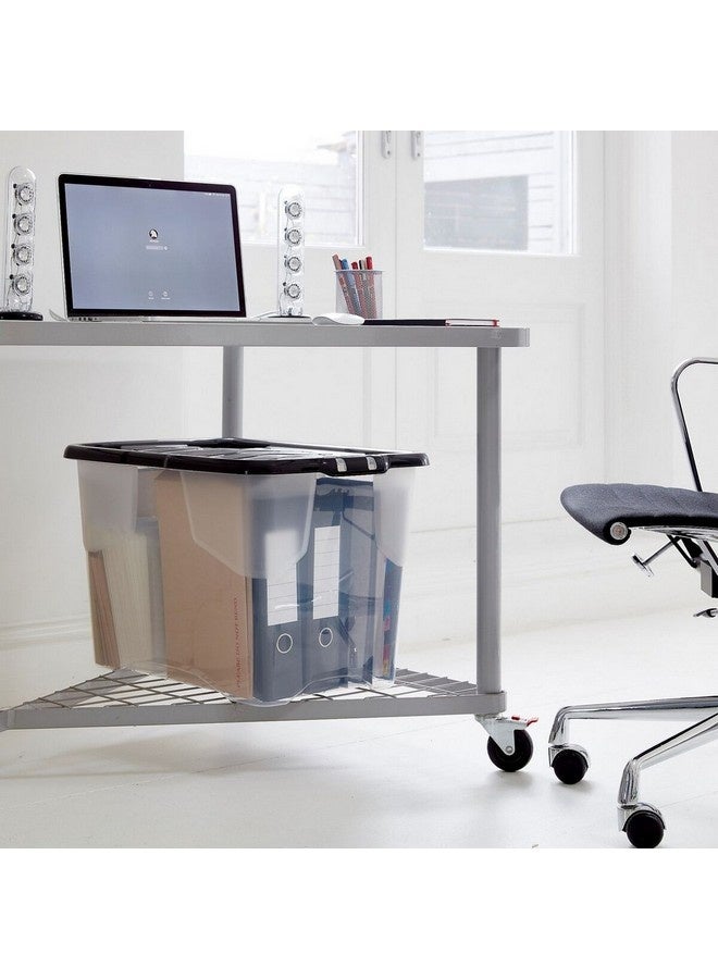 ستراتا صندوق تخزين قابل للتكديس بتصميم منحني مع غطاء، شفاف وأسود بسعة 65 لتر XW203-CLR/BLK-EX - Image 2