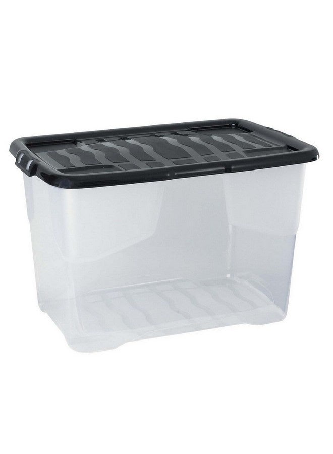 ستراتا صندوق تخزين قابل للتكديس بتصميم منحني مع غطاء، شفاف وأسود بسعة 65 لتر XW203-CLR/BLK-EX - Image 1