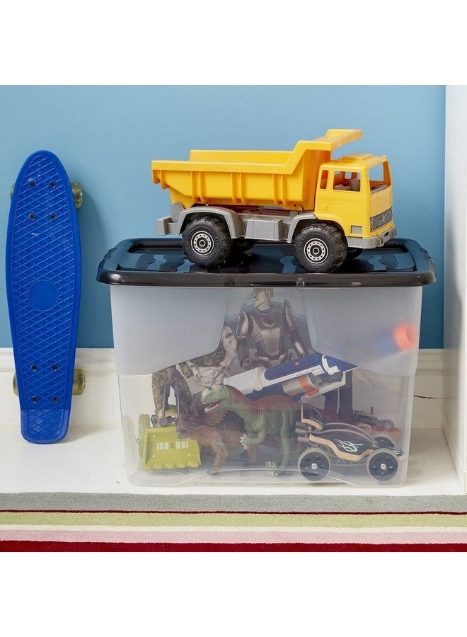 ستراتا صندوق تخزين قابل للتكديس بتصميم منحني مع غطاء، شفاف وأسود بسعة 65 لتر XW203-CLR/BLK-EX - Image 4