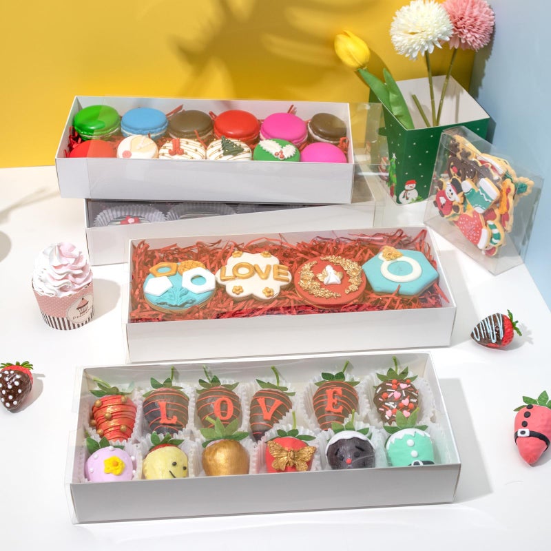 TEMLQPACK 20Pack 12x 4.8 x 2Inches Clear Chocolate Covered Strawberries Boxes for 12 Cookies Boxes Charcuterie Boxes Bakery Boxes Cakesickle Gift Boxes for Christmas Valentine's Mother's Day - Image 2