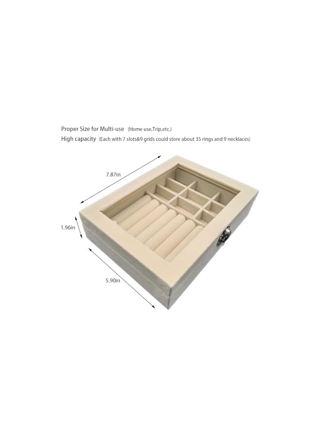 The Bros صندوق تنظيم المجوهرات المحمول مع غطاء زجاجي شفاف وقفل معدني - حقيبة مجوهرات للسفر للخواتم والقلائد والأقراط ودبابيس الأذن - تخزين مدمج وآمن للنساء والرجال (جاهز كهدية) - Image 4