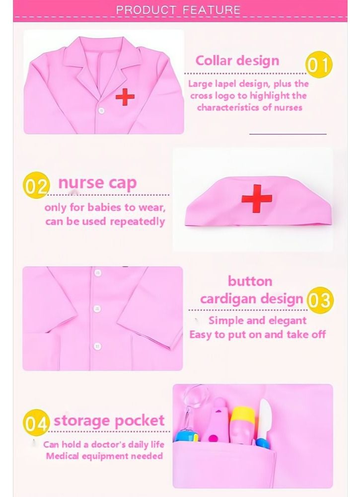 كياوكاي لعبة الطبيب مجموعة لعب الاطفال زي ممرضة باللون الوردي - Image 5