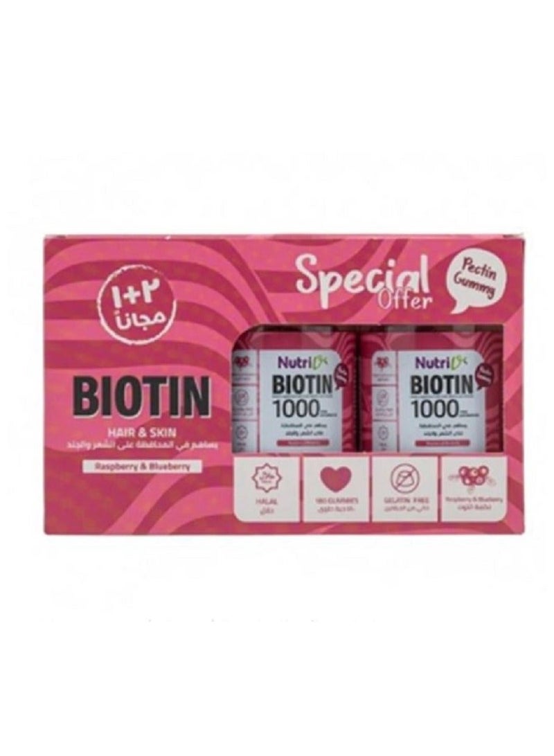 Element Gummies Biotin 1000 with Multivitamins for Hair & skin 60 Gummies 3 Pack - Image 2