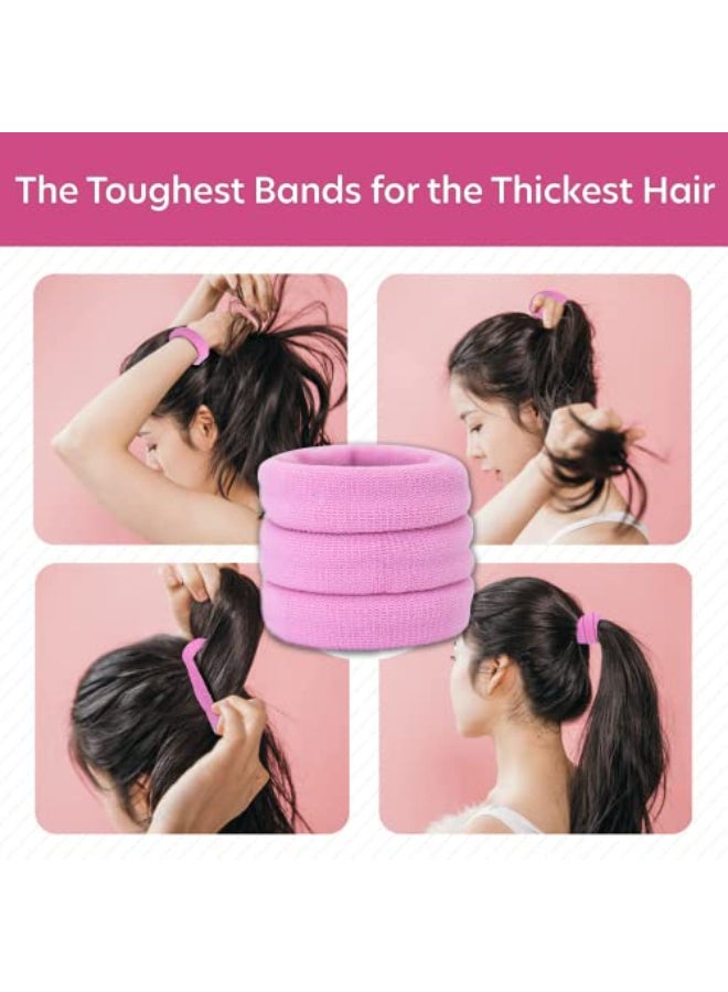 Burlybands Large Hair Ties for Thick Heavy or Curly Hair NonSlip NonDamage Seamless Womens Ponytail Scrunchies Pink 3 Pcs - Image 3