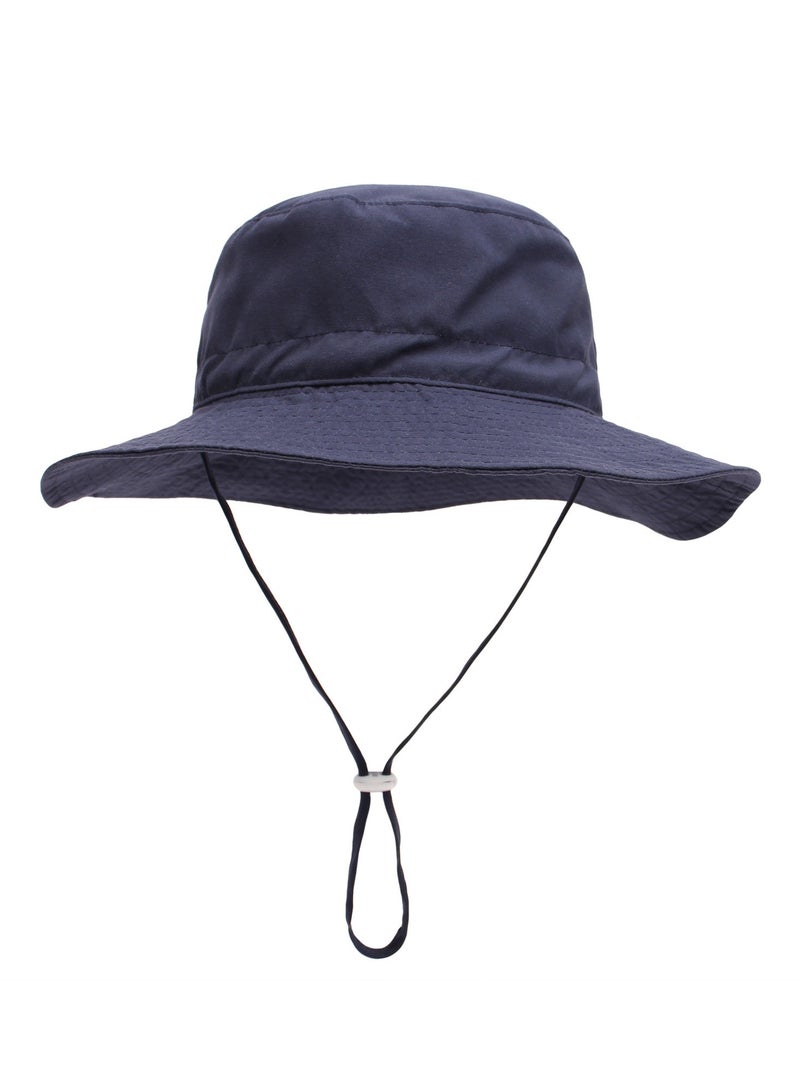 Summer Toddler Bucket Hat Wide Brim Adjustable Beach Hats for Boys Girls Sun Protection Beach Hat Baby Hats(navy blue-s) - Image 1