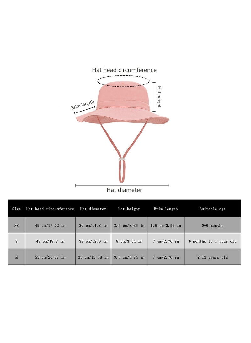 Summer Toddler Bucket Hat Wide Brim Adjustable Beach Hats for Boys Girls Sun Protection Beach Hat Baby Hats(navy blue-s) - Image 3