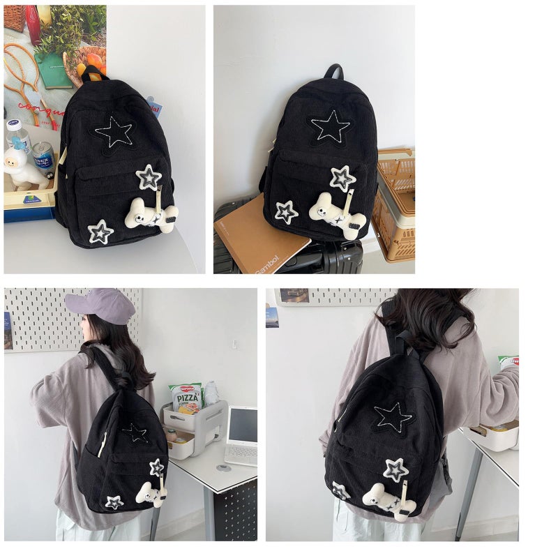 Goylmc Cute Backpack, Double Shoulder Bag, Laptop Backpack for 15.6â€ with Large Capacity Adjustable Straps (Black) - Image 3