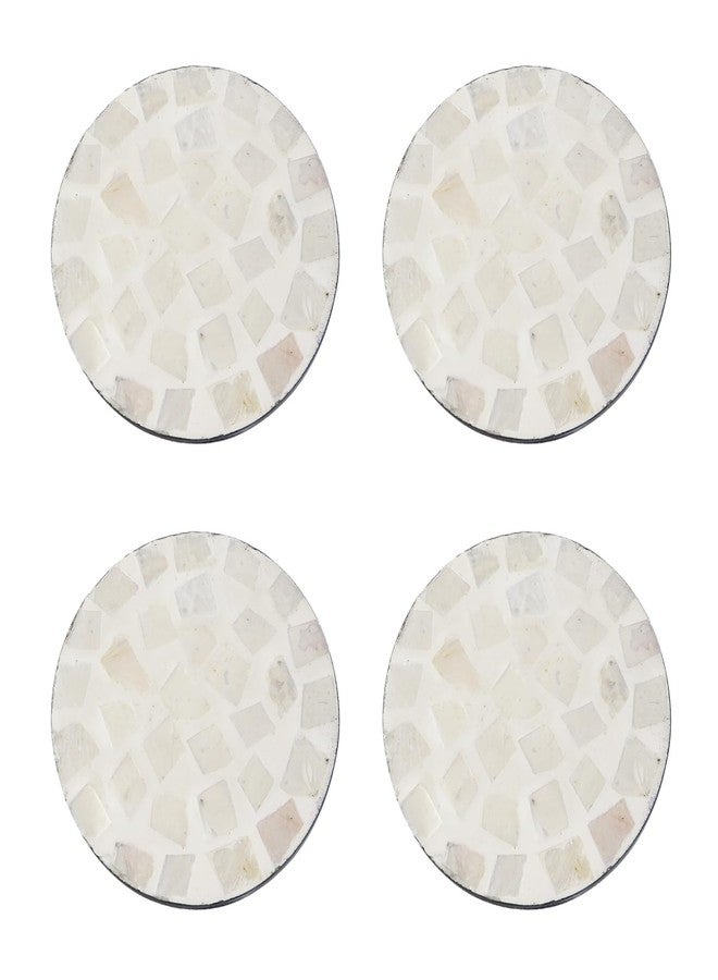 Nicerity 4Pcs Mother of Pearl Vintage Round Coasters Marble Coaster Great Gift for Housewarming, Room Decor, Bar,Holiday Party - Image 1