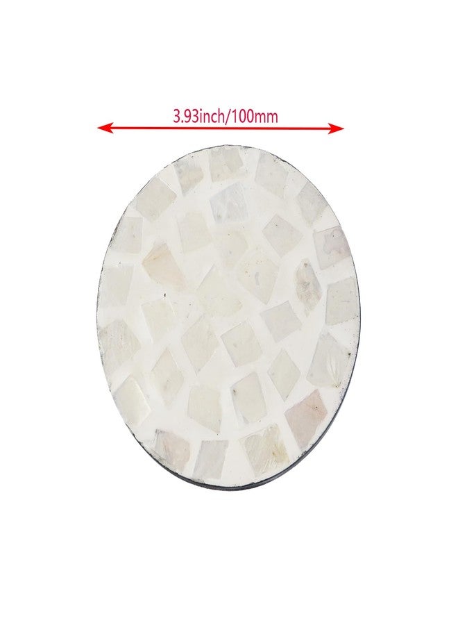 Nicerity 4Pcs Mother of Pearl Vintage Round Coasters Marble Coaster Great Gift for Housewarming, Room Decor, Bar,Holiday Party - Image 3