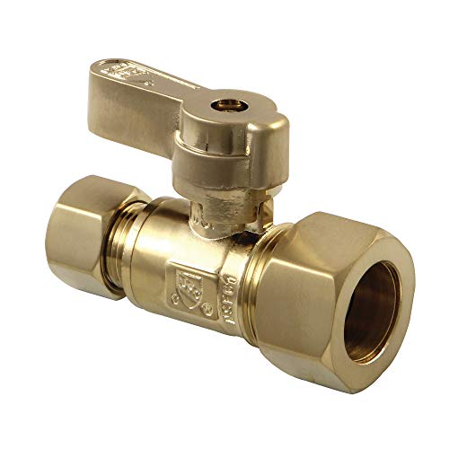 Kingston Brass KF5335BB 58 OD x 38 OD Comp Straight Stop Valve Brushed Brass - Image 1