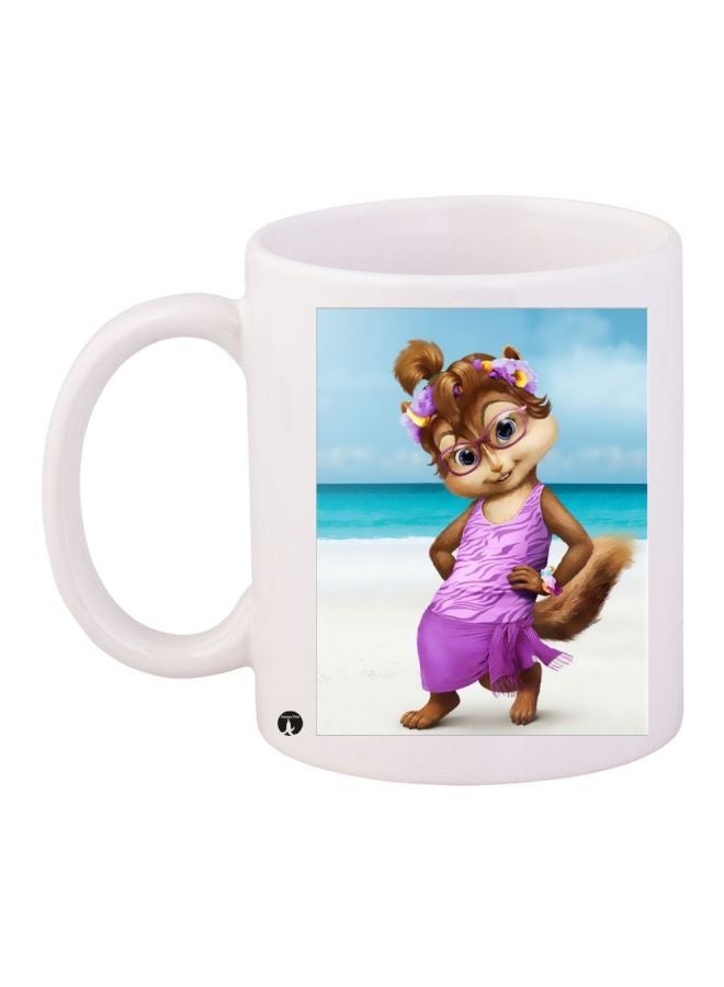Cartoon Printed Coffee Mug White/Blue/Purple 11ounce