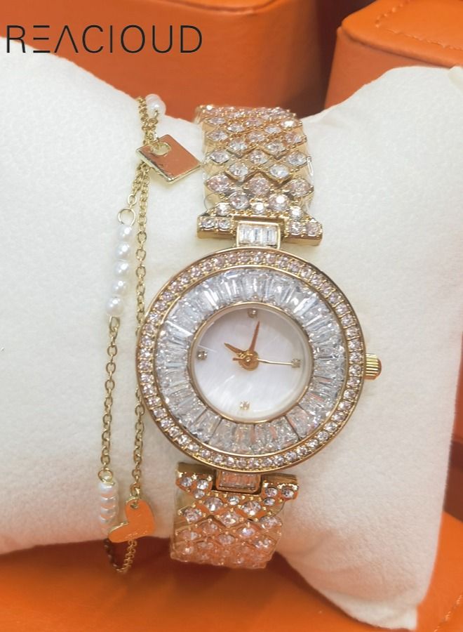 REACLOUD Ladies' Gypsophila Diamond Watch + Bracelet - Image 3