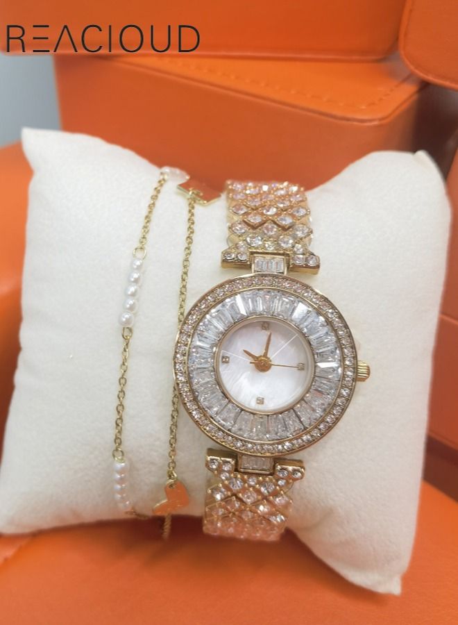 REACLOUD Ladies' Gypsophila Diamond Watch + Bracelet - Image 4