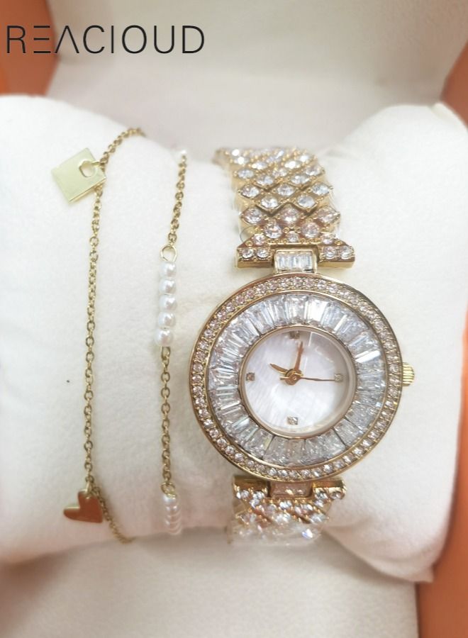 REACLOUD Ladies' Gypsophila Diamond Watch + Bracelet - Image 2